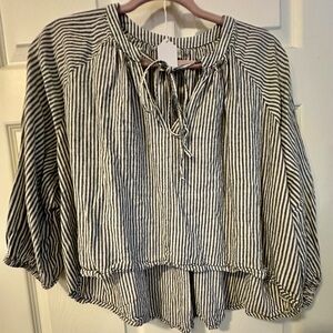 a new day Black and White Striped Blouse